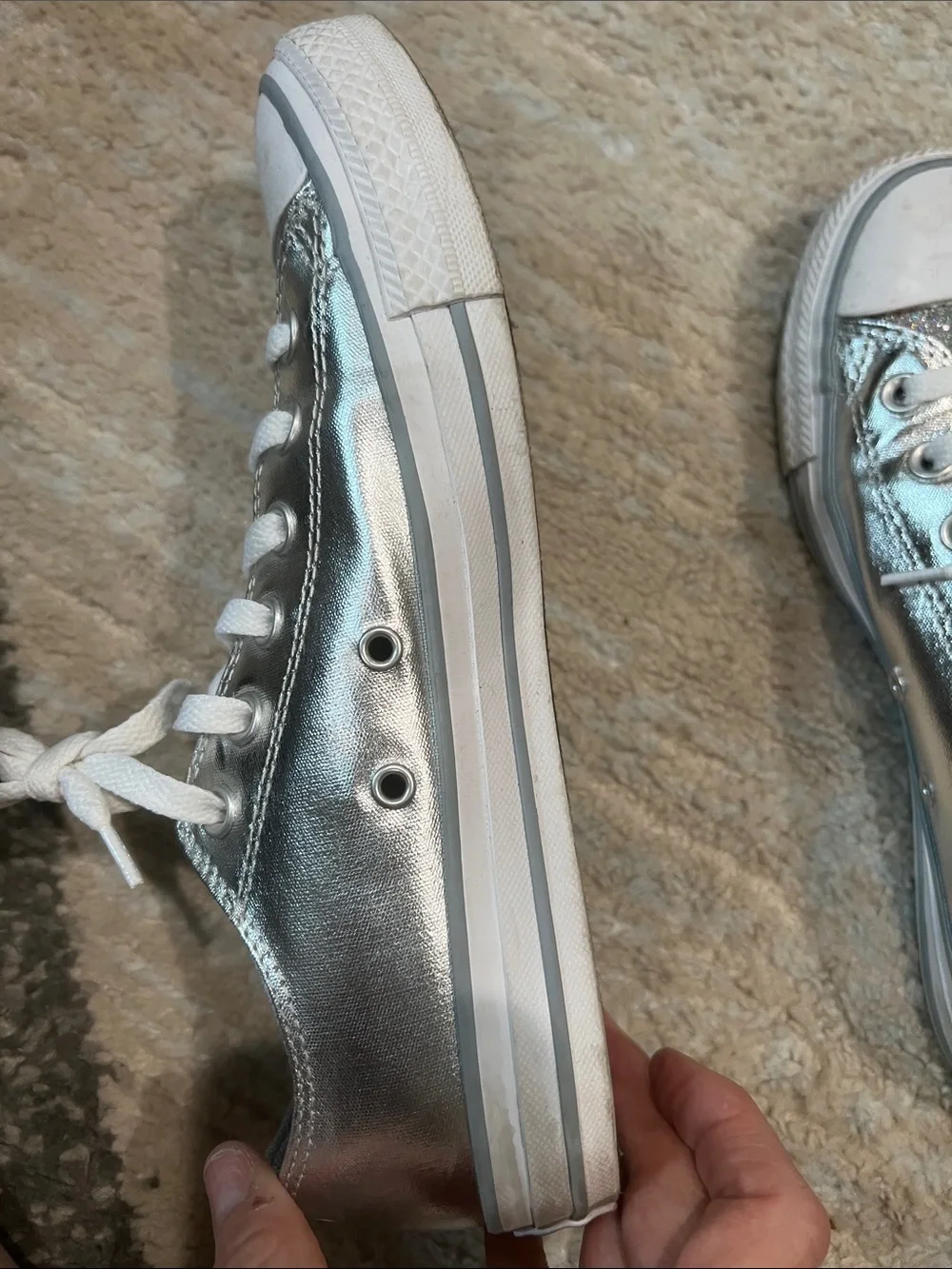 Converse Metallic Silver Low Top Sneakers